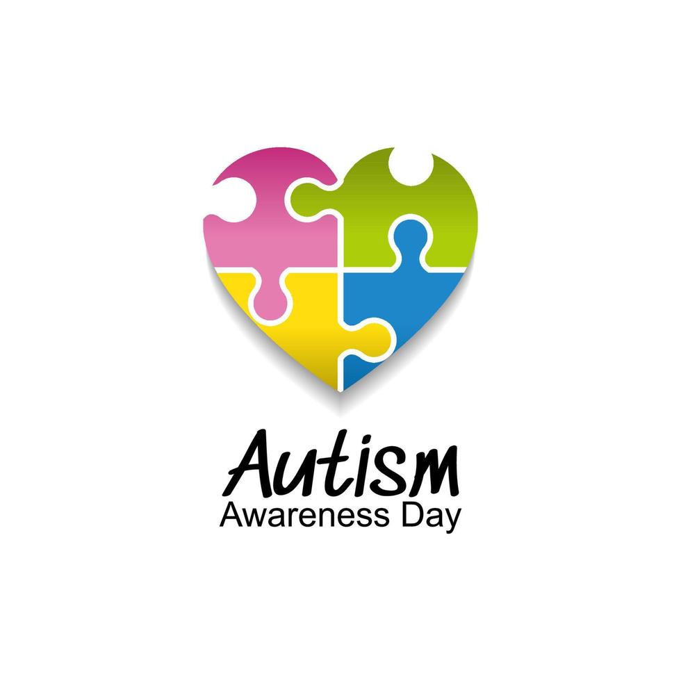 día mundial de concientización sobre el autismo el 2 de abril antecedentes con piezas de rompecabezas. se puede utilizar para pancartas, fondos, pegatinas, iconos, insignias, afiches, folletos, impresión y campaña de concienciación sobre el autismo vector