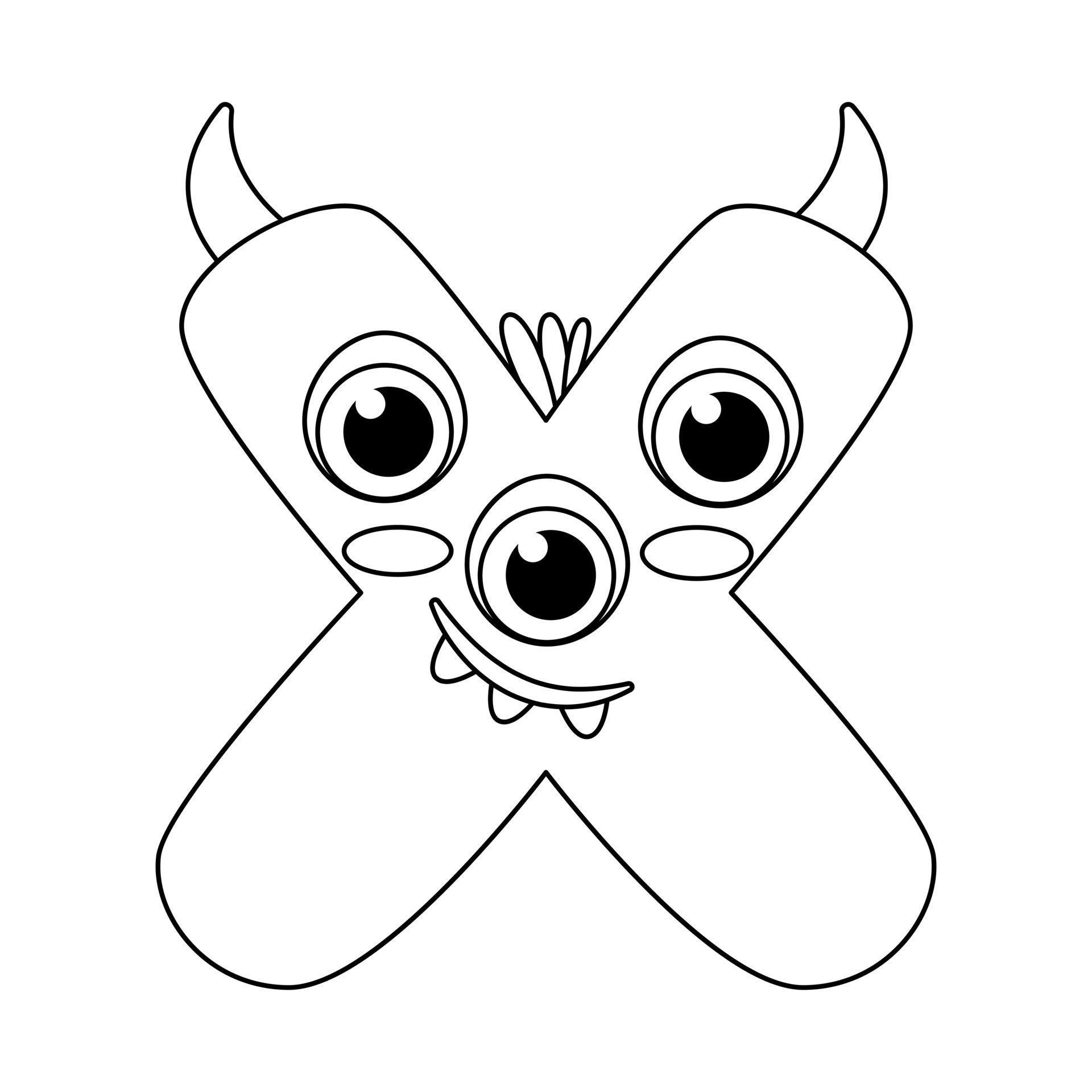 Monster alphabet coloring page book. Coloring page english alphabet for