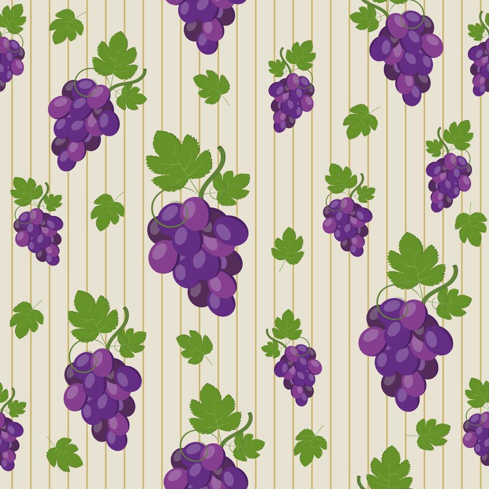 patrón de frutas de uvas, ilustración vectorial de color vector
