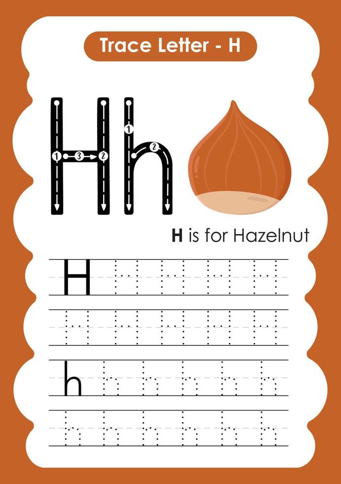 Alphabet Trace Letter A to Z preschool worksheet with Fruit Name vector