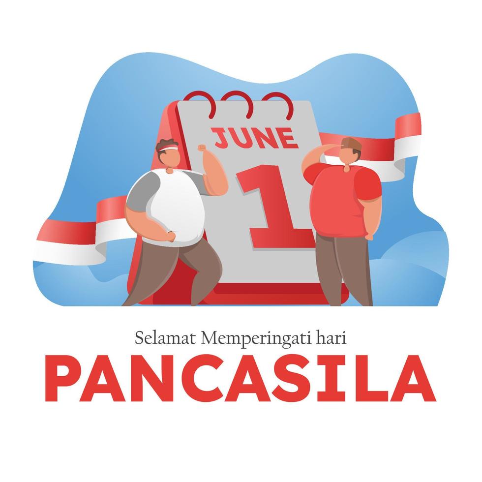 Selamat hari pancasila means Happy Pancasila Day, the symbol of the Republic of Indonesia vector