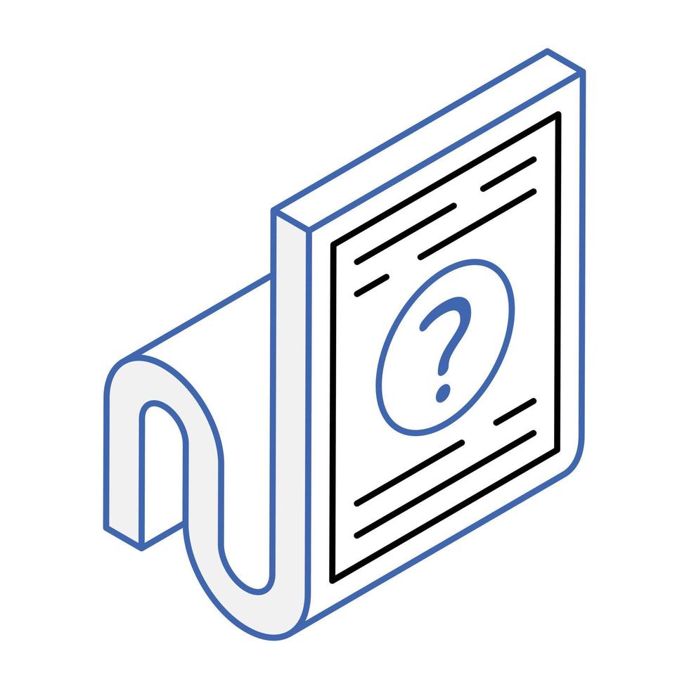 Modern isometric icon of question vector