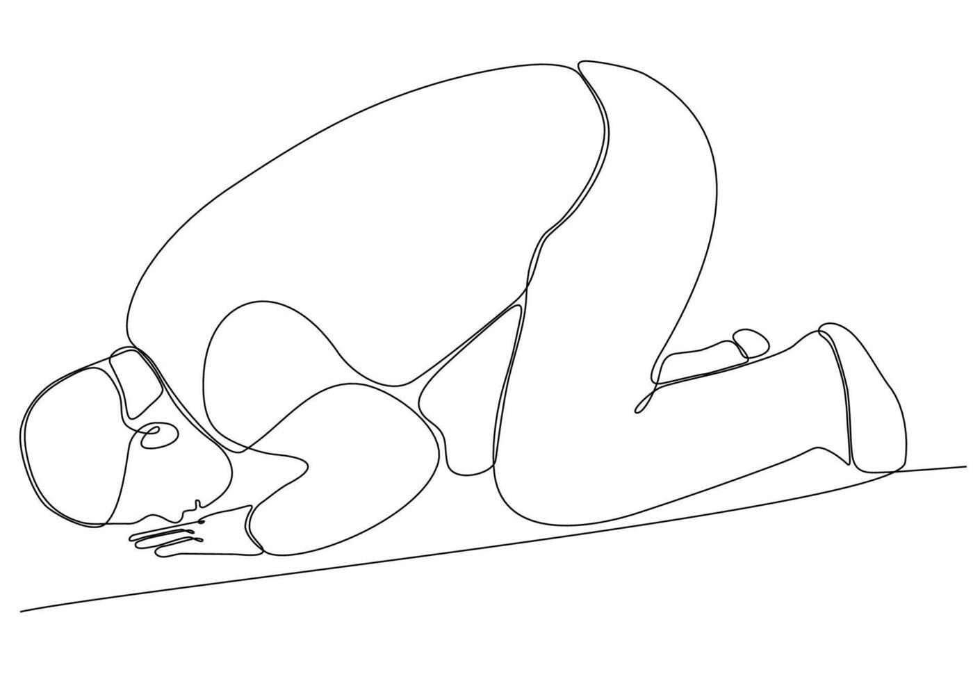 continuous line drawing of a silhouette design of a man sitting in prayer vector