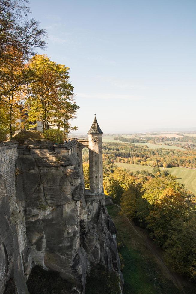 Landscape of konigstein fortress Saxon Switzerland, autumn traveling in Saxon Bastille photo