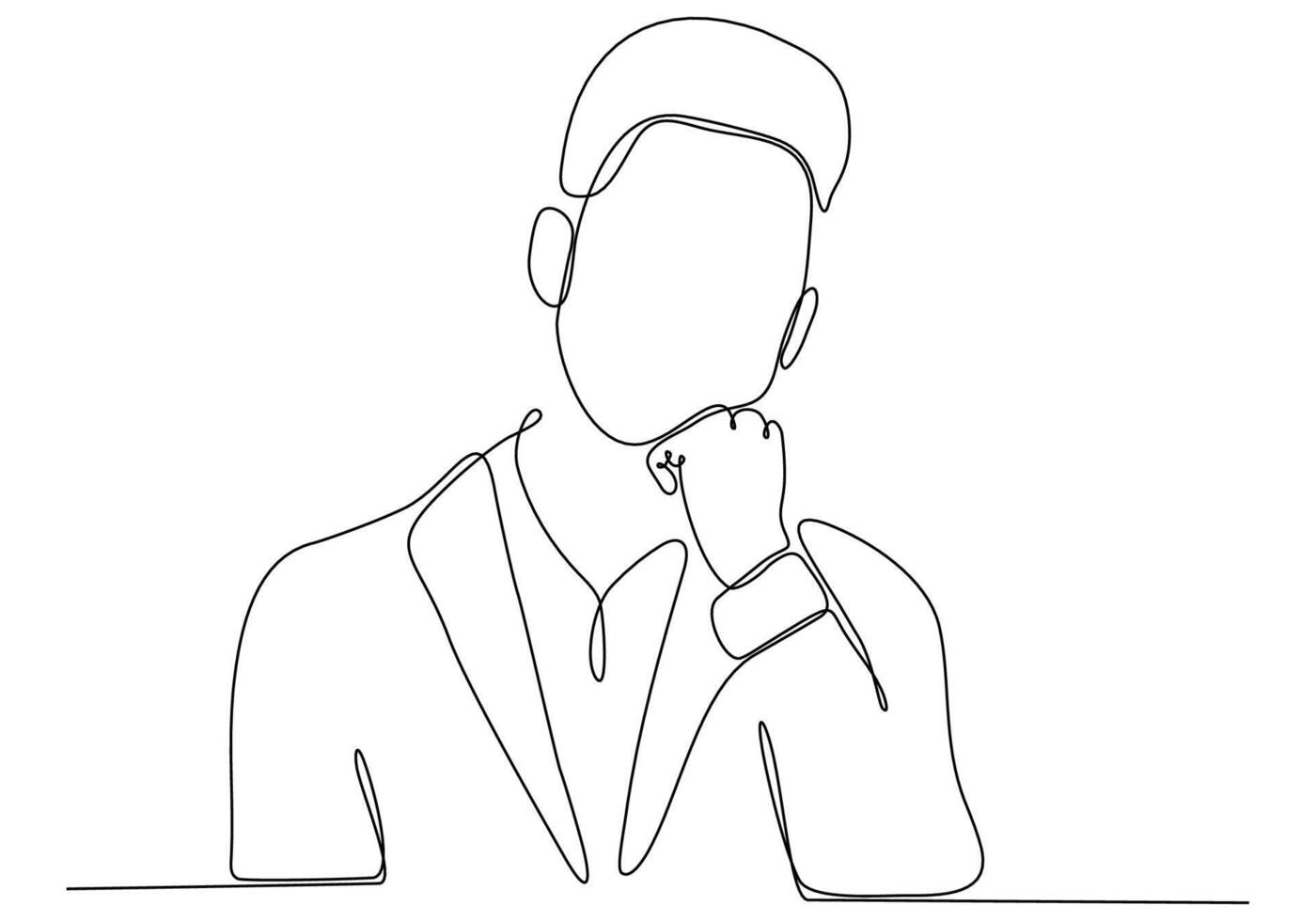 man thinking and getting ideas one line vector isolated on white background