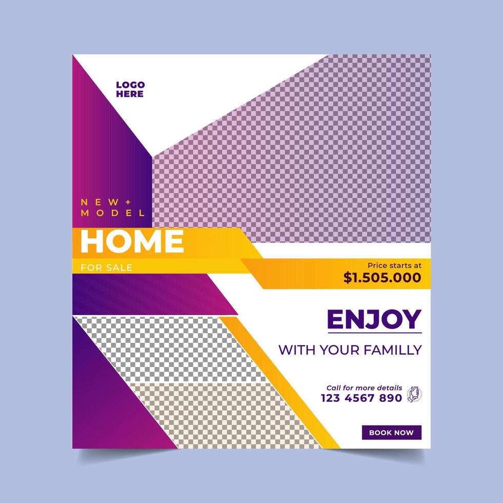 Real estate house property post or square sale banner template design for business company vector