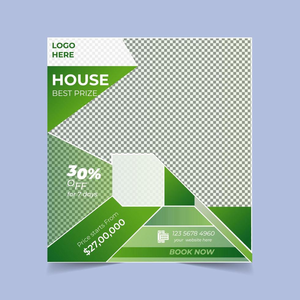 Real estate house property post or square sale banner template design for business company vector