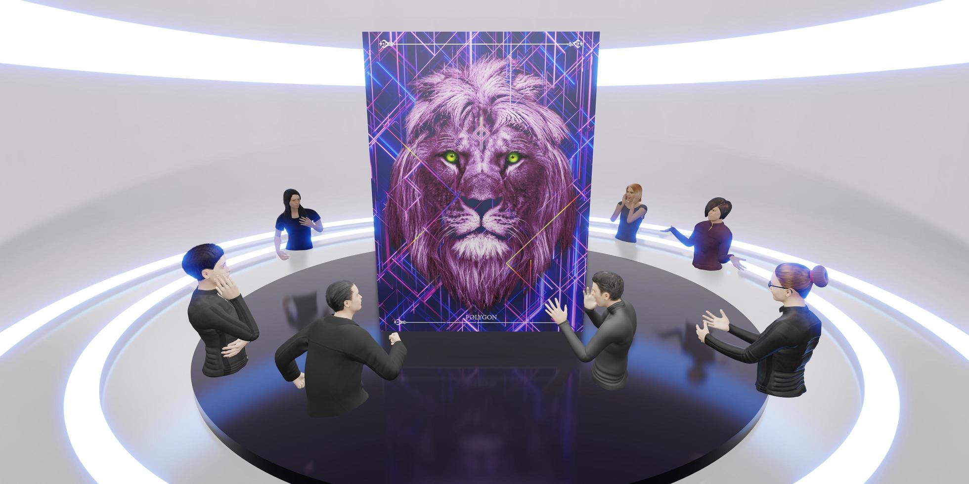 Metaverse world NFT Art Gallery Avatars and VR Glasses 3D Illustrations photo