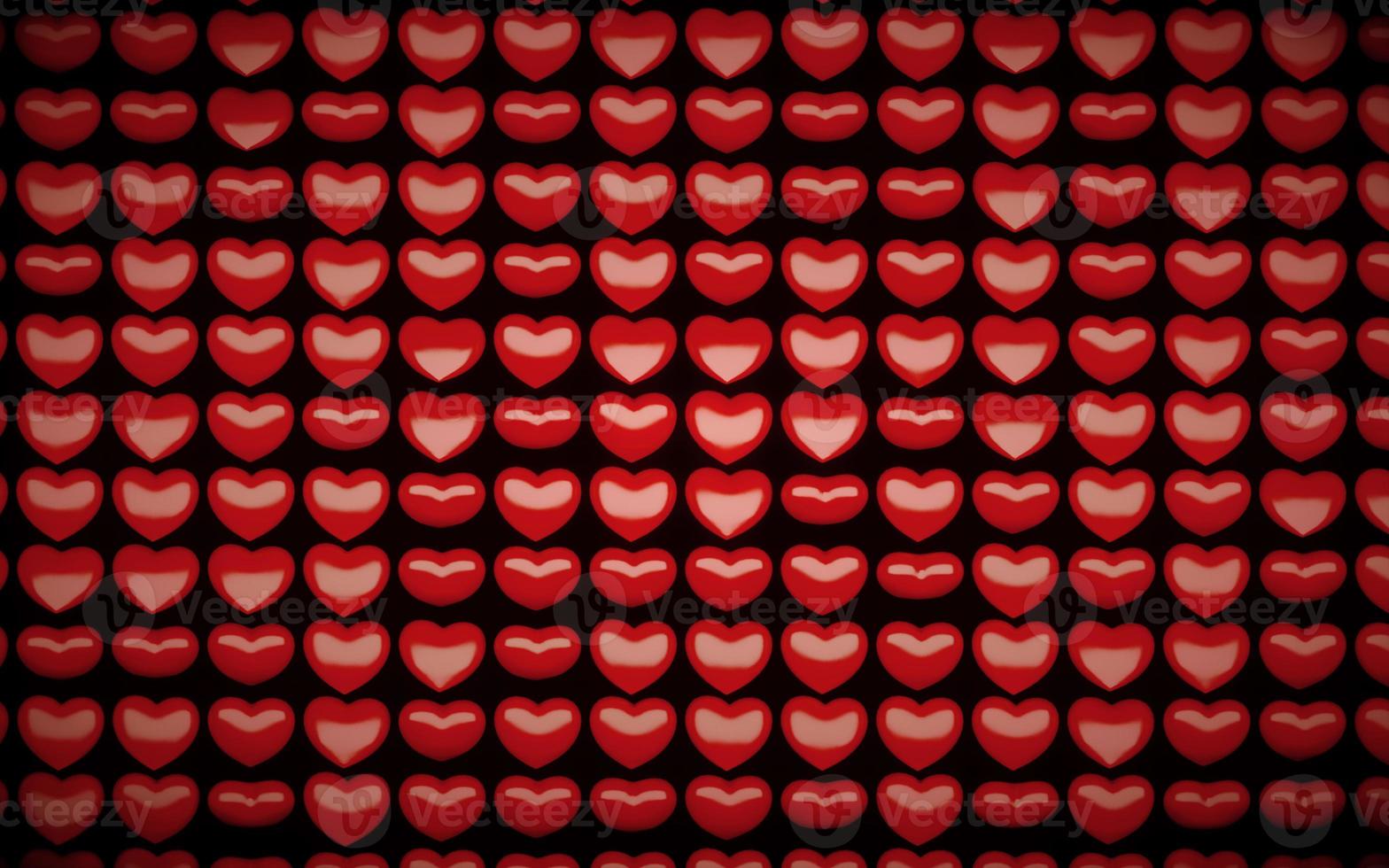 Holiday Valentine's day seamless pattern with 3D red hearts on a black background photo