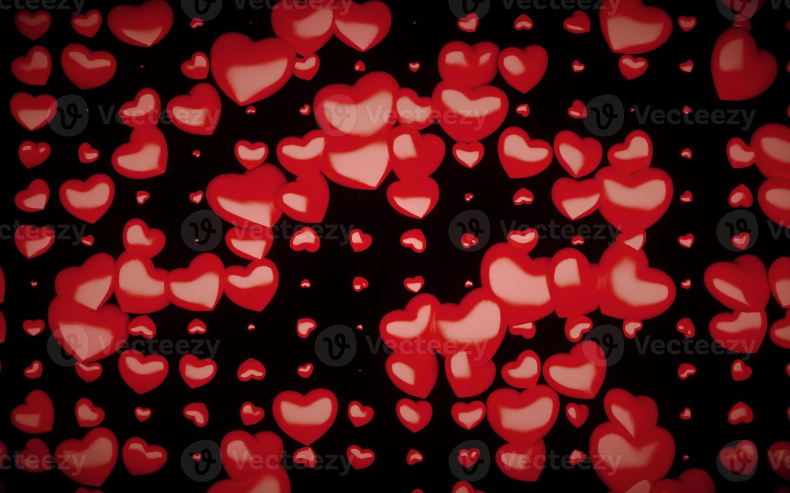 Holiday Valentine's day seamless pattern with 3D red hearts on a black background photo
