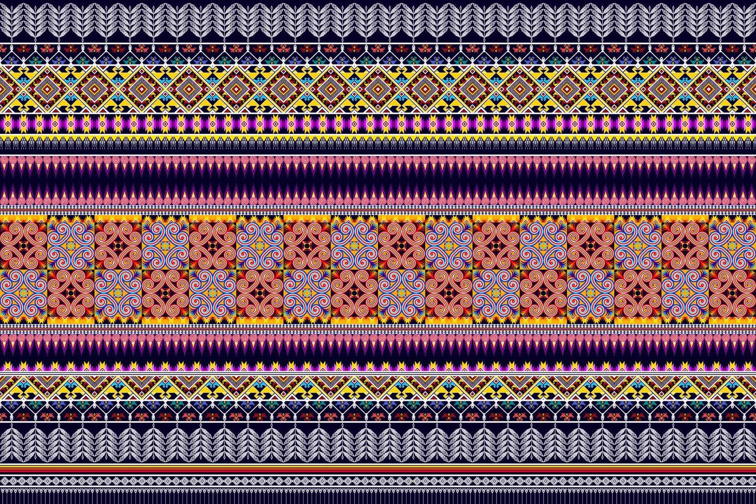 Ikat ethnic seamless pattern design abstract geometric Aztec fabric carpet ornament chevron textile decoration wallpaper. Tribal turkey African Indian American traditional embroidery vector