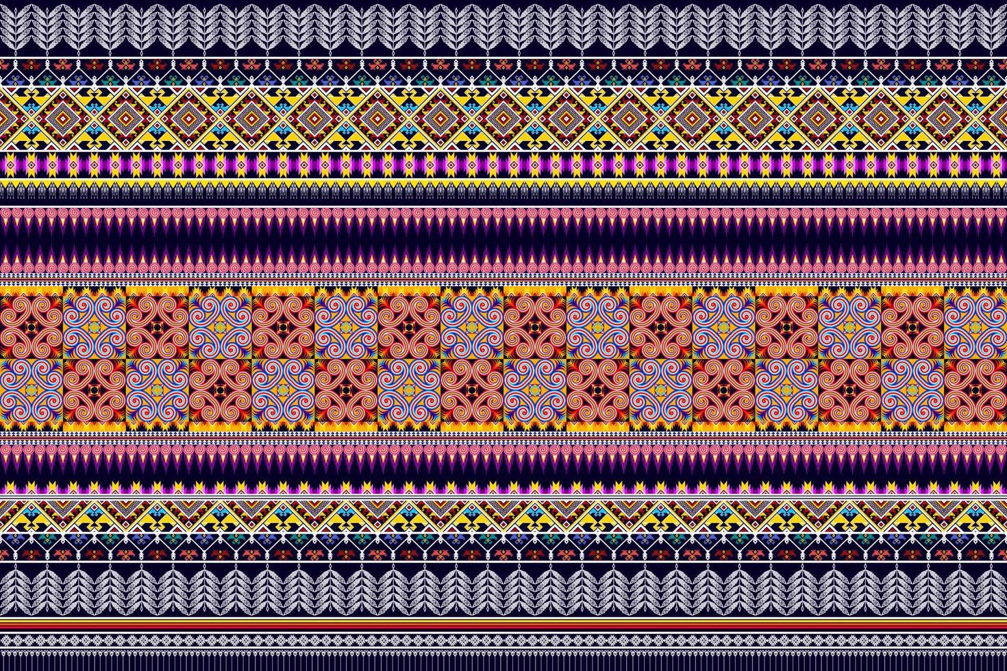 ikat étnico diseño de patrones sin fisuras abstracto geométrico azteca tela alfombra ornamento chevron textil decoración papel tapiz. vector de bordado tradicional indio africano americano tribal pavo