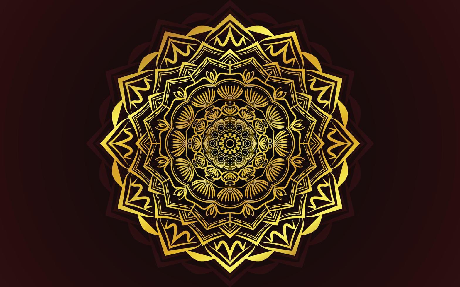 diseño de mandala fondo ornamental de lujo en color dorado vector