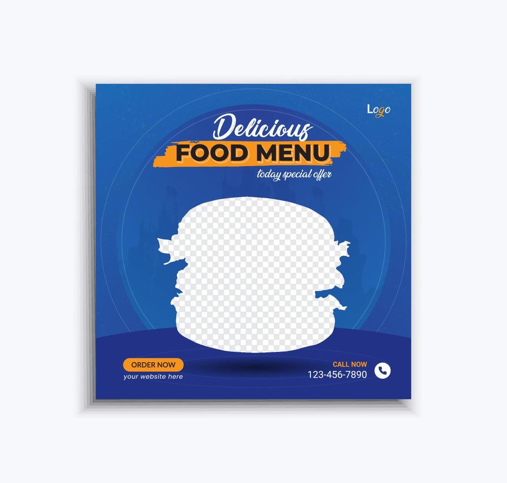 Creative food menu social media post and burger web banner template vector