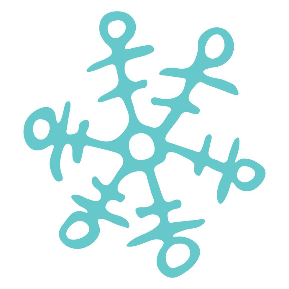Cute hand drawn snowflake clipart. Vector doodle illustration. Christmas and New Year modern design. For print, web, design, decoration, logo.