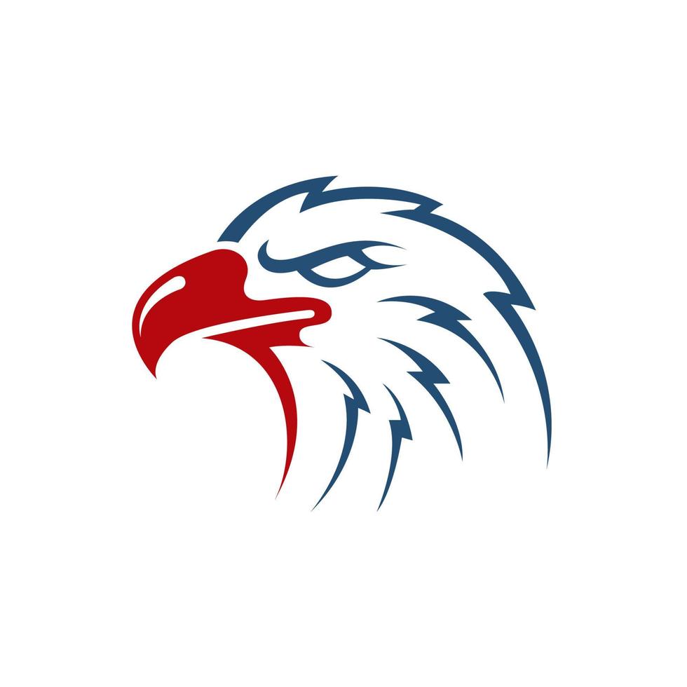 eagle head vector illustration. the symbol for eagle, falcon, or hawk bird. good for American themes, logistic delivery, or patriotism. combination red and blue color