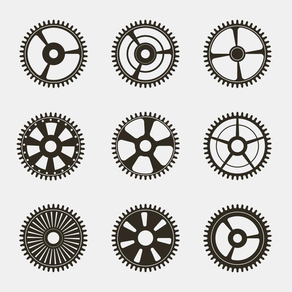 Set of gears on   white background vector