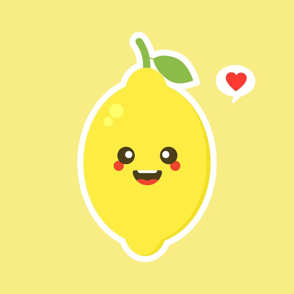 funny and kawaii lemon characters happy expressions. Cartoon vector illustration isolated on color background. Funny lemon characters, mascots, emoticons.