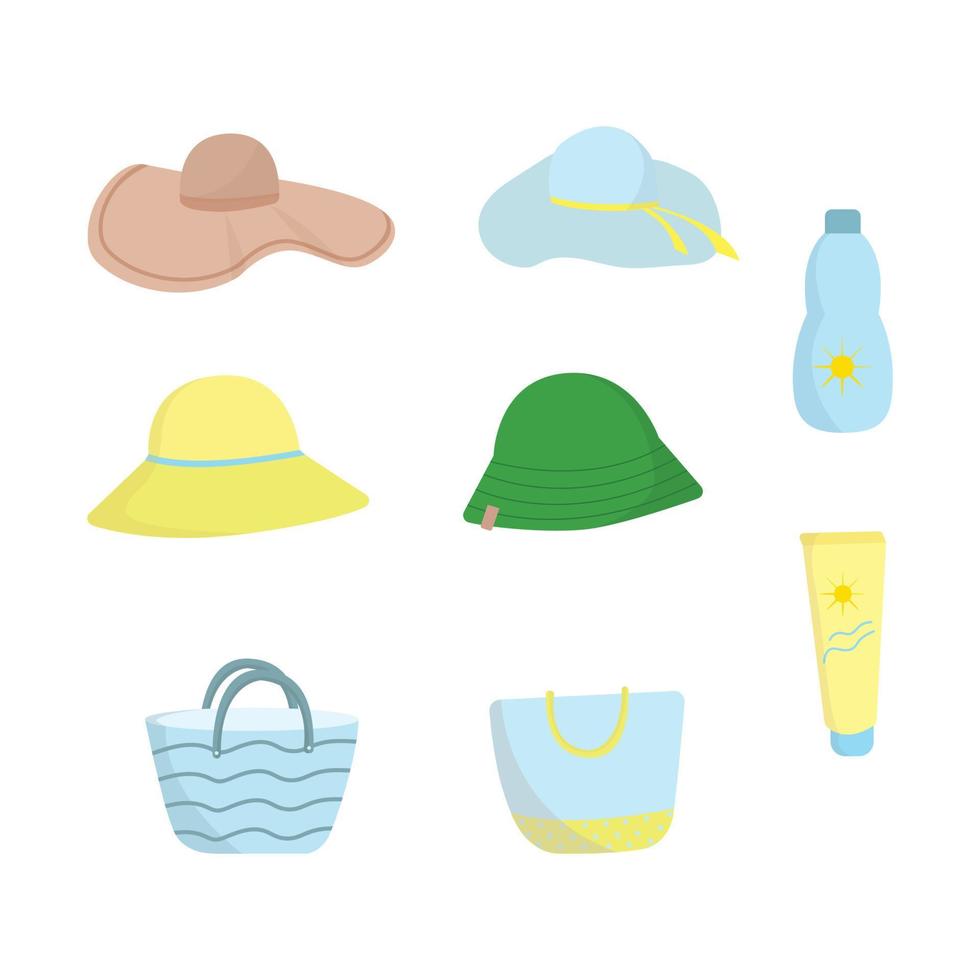 beach accessories set vector