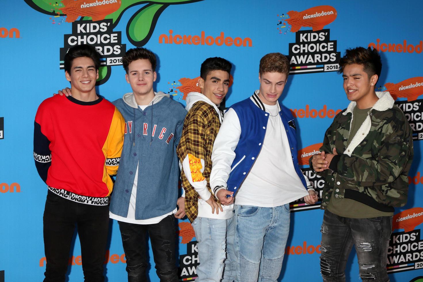 LOS ANGELES, MAR 24 - Chance Perez, Michael Conor, Drew Ramos, Sergio Calderon, Brady Tutton at the 2018 Kids Choice Awards at Forum on March 24, 2018 in Inglewood, CA photo