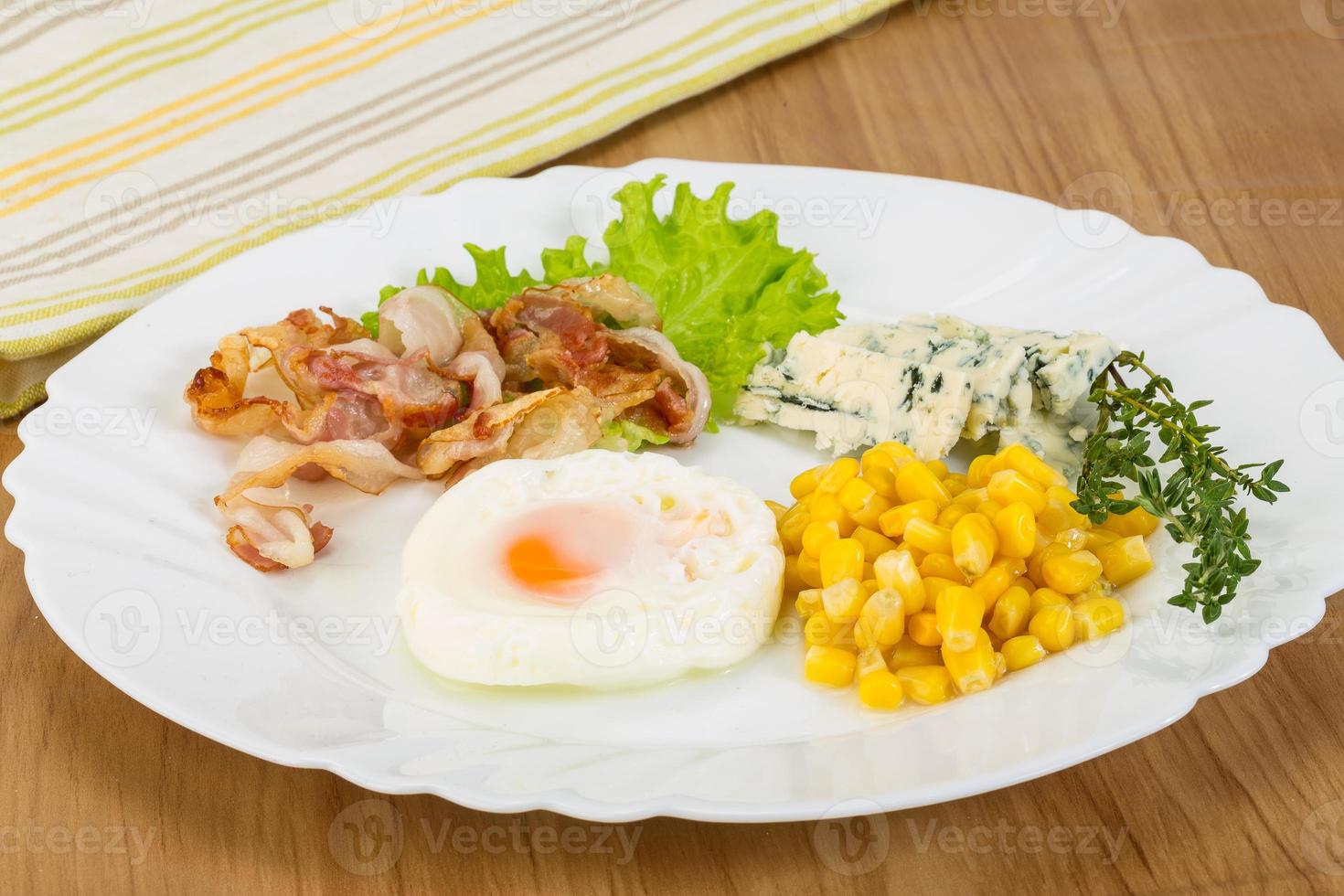 Breakfast with egg and bacon photo