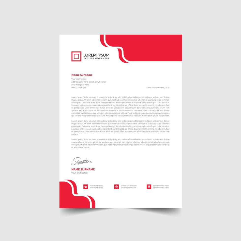 Professional creative modern business company letterhead template Free Vector a4 size