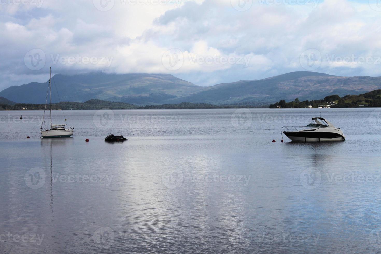 A view of Loch Lomond in Scotland in the morning sunshine photo