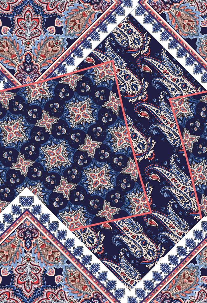 patrón de cachemira. diseño de mosaico de pañuelo, perfecto para tela, decoración o papel vector