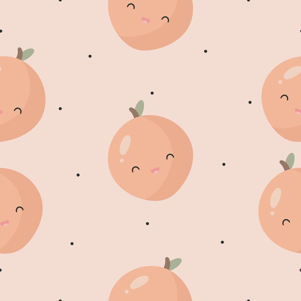 Seamless Pattern with Peach. Vector illustration. For greeting card, posters, banners, the card, printing on the pack, printing on clothes, fabric, wallpaper.