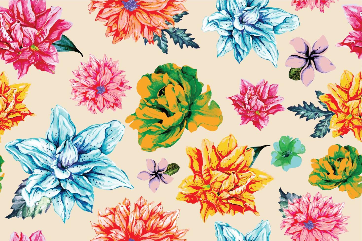 Rose seamless pattern with watercolor for fabric and wallpaper.Hand drawn floral pattern.Blooming flower painting for summer.Botany background. vector