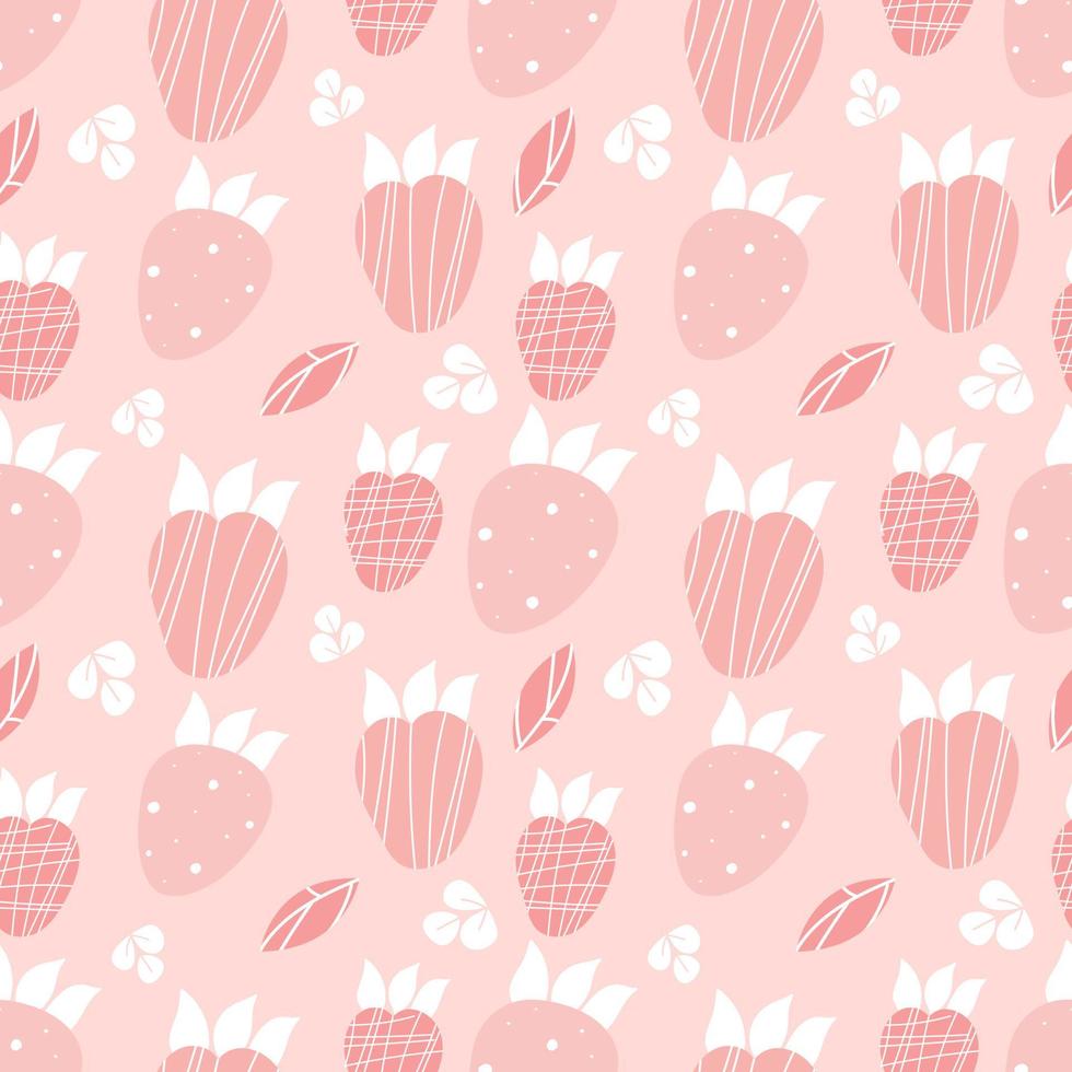 strawberry pattern seamless. Abstract background with berries. Modern design elements - cage, stripes, dots. Print for textiles, digital paper, packaging. Vector illustration, hand-drawn