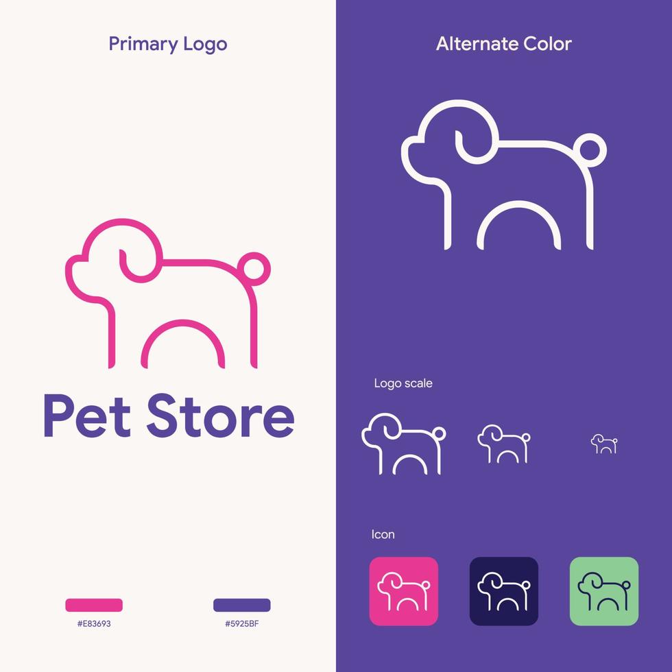 elgant simple dog logo monoline concept vector