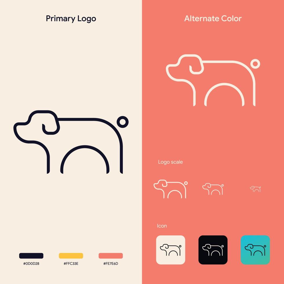 concepto monoline de logotipo de perro simple y elegante vector