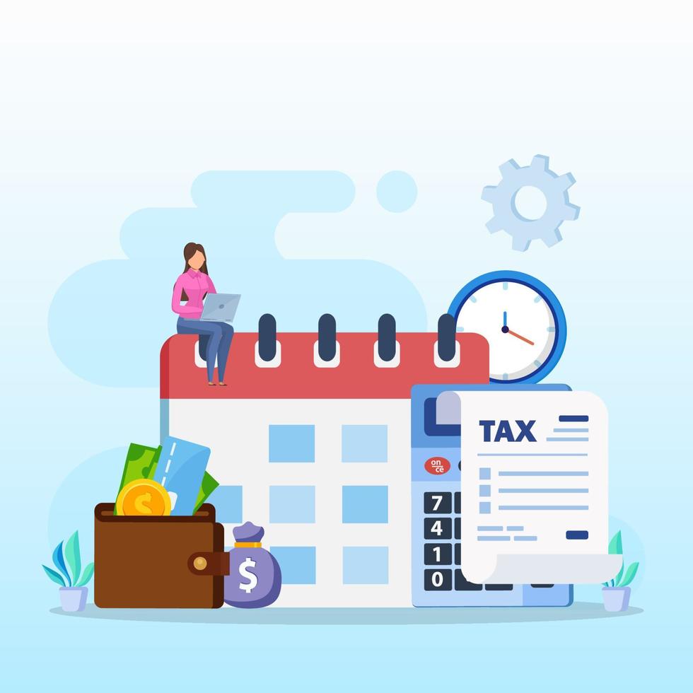 Online Tax Payment, pay season, tax time Concept. Flat vector template style Suitable for Web Landing Pages.