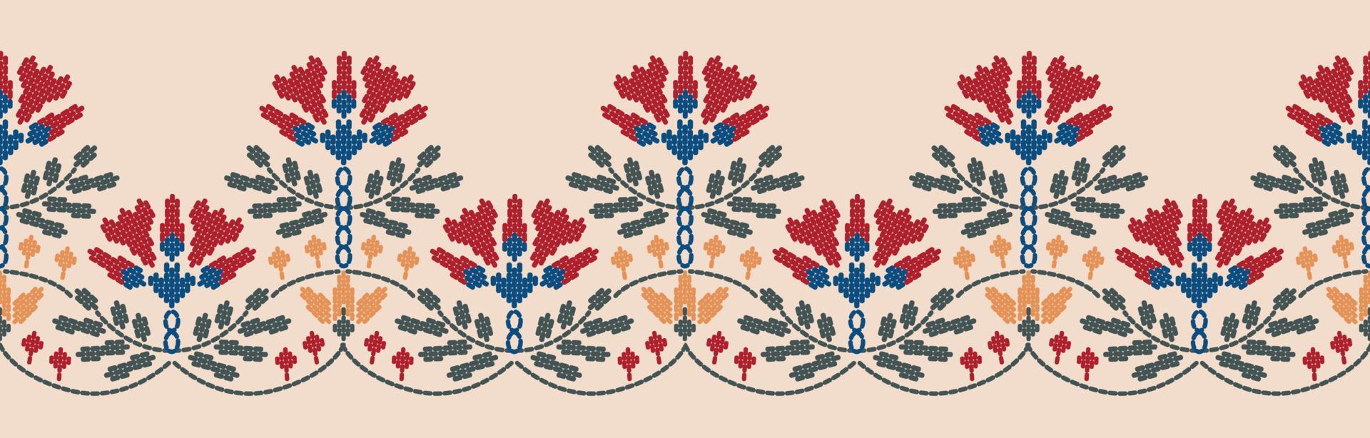 Motif ethnic handmade border beautiful art. Ethnic leaf floral background art. folk embroidery, Mexican, Peruvian, Indian, Asia, Moroccan, Turkey, and Uzbek style. Aztec geometric art ornament print. vector