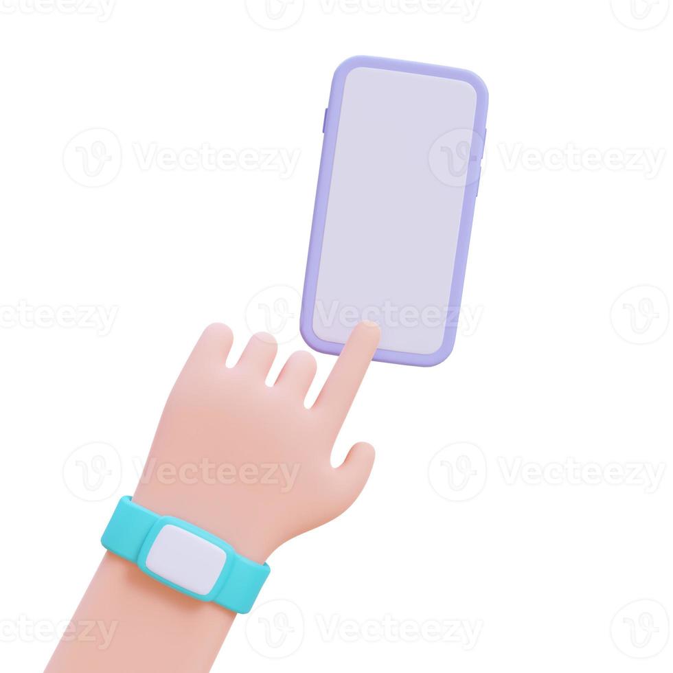 Businessman holding a mobile phone. 3d render illustration with Clipping path. photo