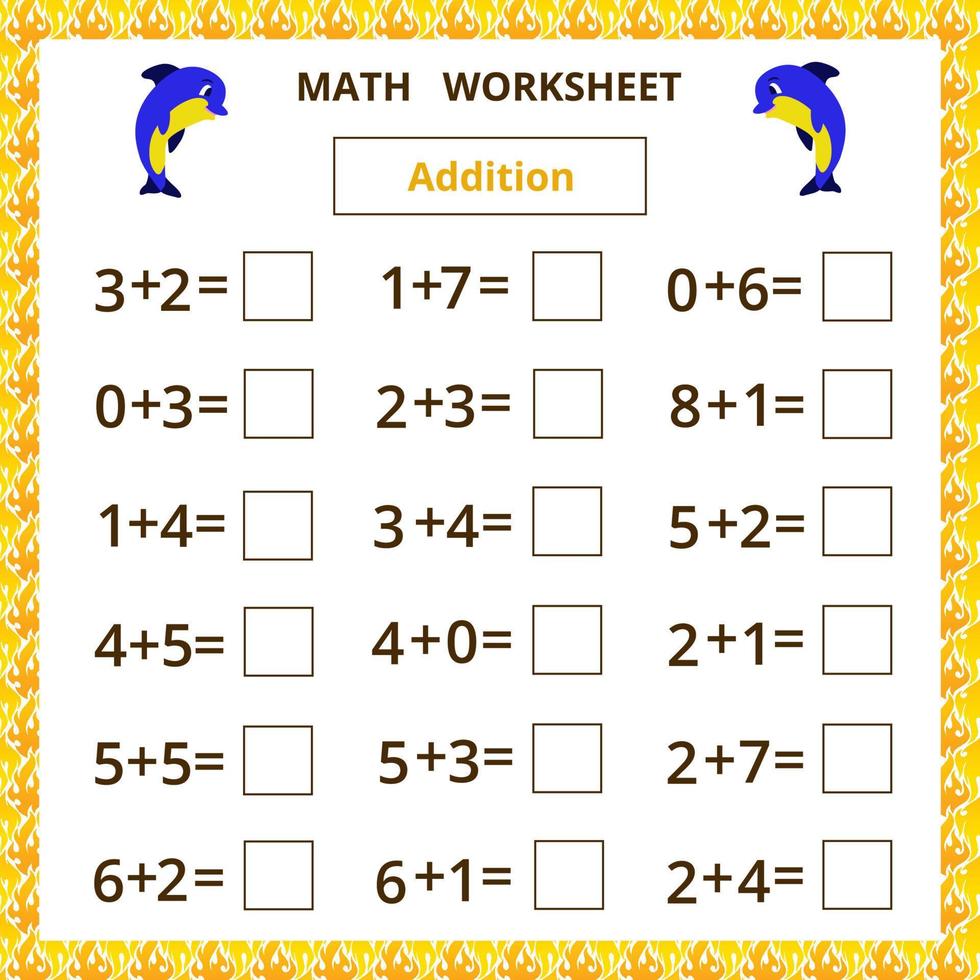 Math worksheet .Addition vector