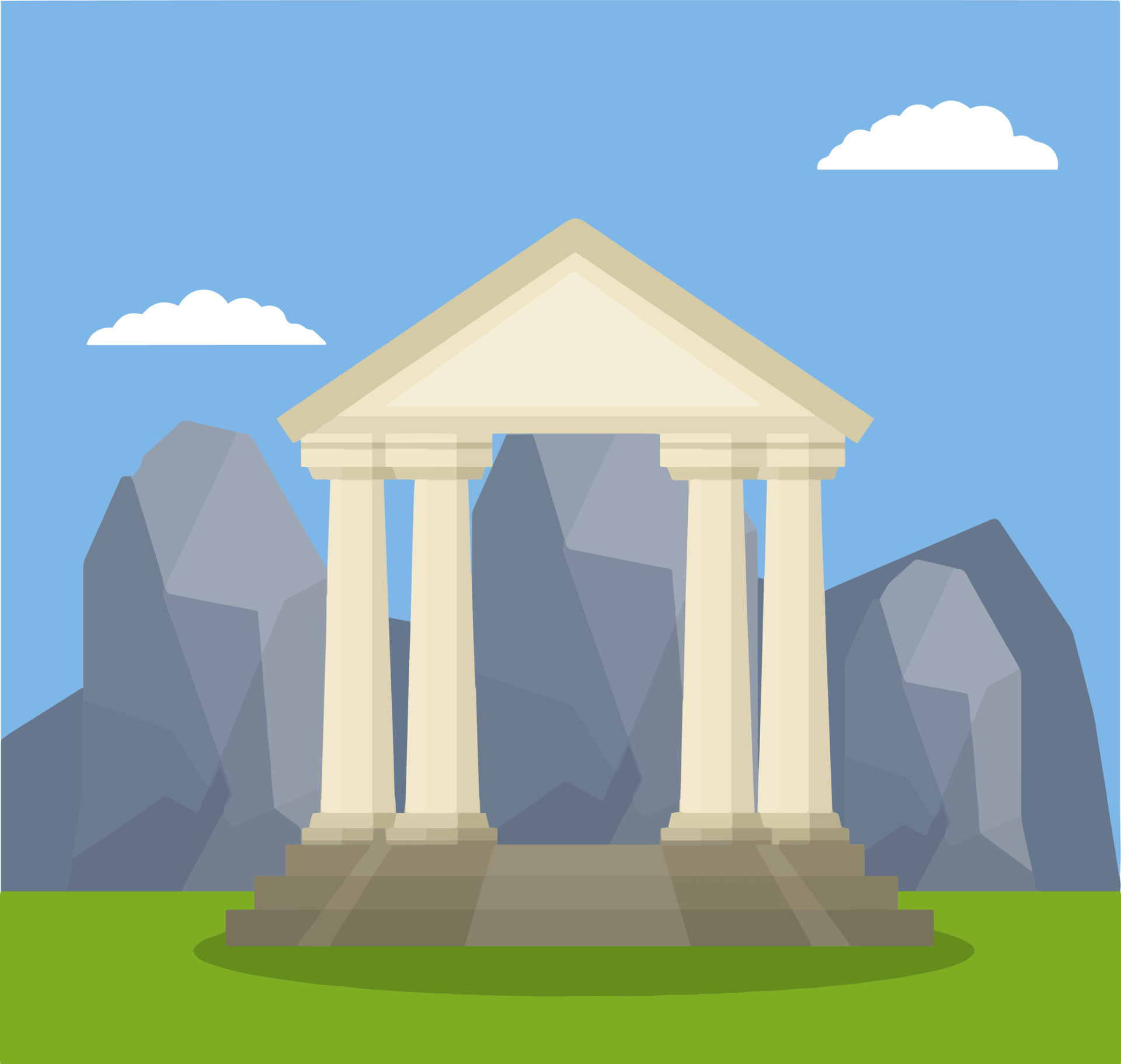 Ancient Greek and Roman building with stairs, white columns and pediment.  Old temple to pagan gods. Cartoon flat illustration. European architecture  and attractions 11980094 Vector Art at Vecteezy