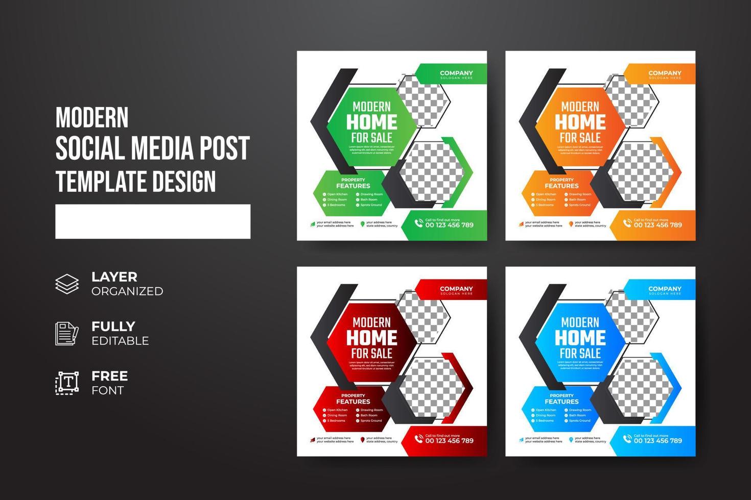 Modern and creative real Estate social media post template vector