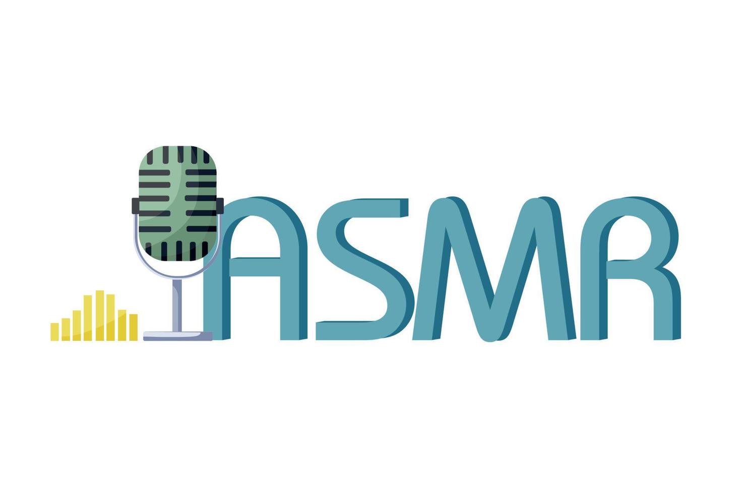 Autonomous sensory meridional response. ASMR logo. Microphone and sound graph vector