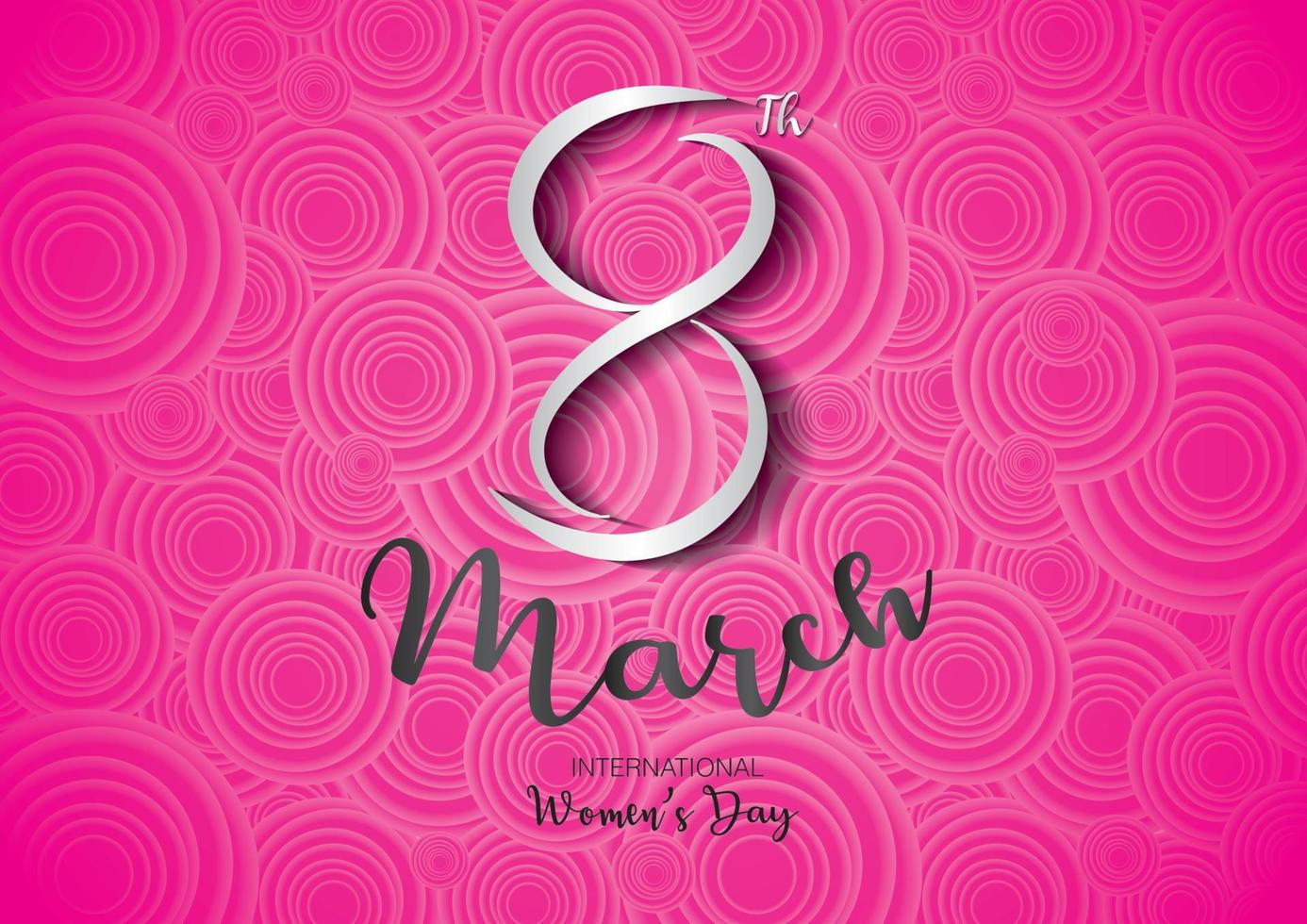 8 march. Women's day vector template can be cuse poster, flyer, banner, Postcard, greeting card, brochures.hand drawn women cartoon vector. number 8 in pink flower concept.