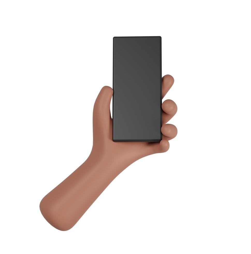 Cell Phone in hand with white background. 3D Rendering photo