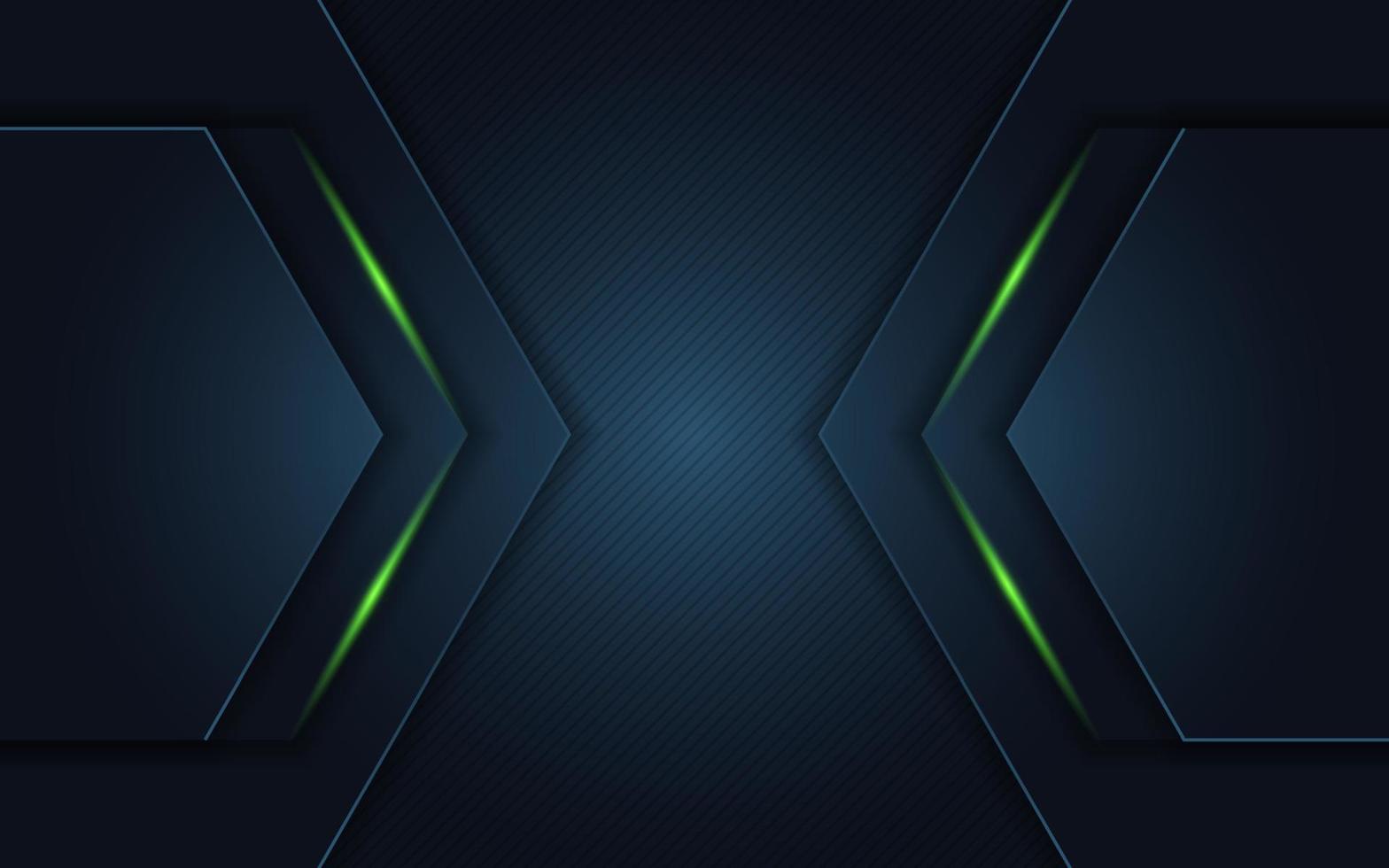 Modern dark green background combination with line green glowing vector