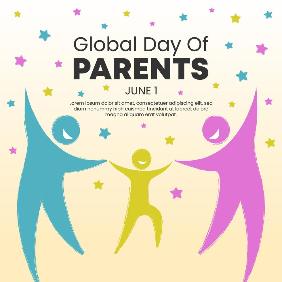 Global day of parents background with illustration of a happy family vector