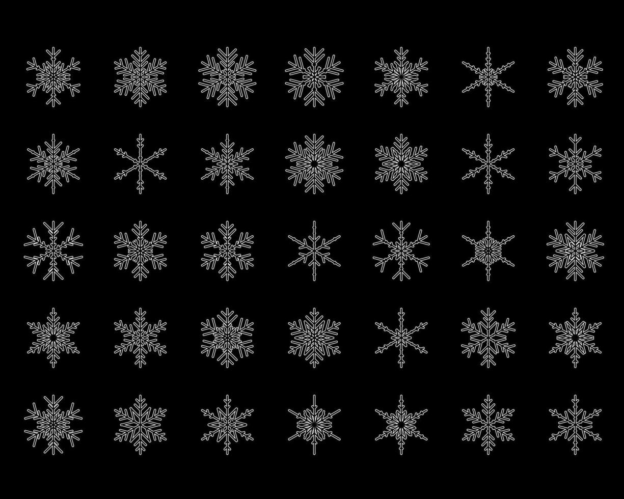 Vector set of different snowflakes Christmas New Year web icons