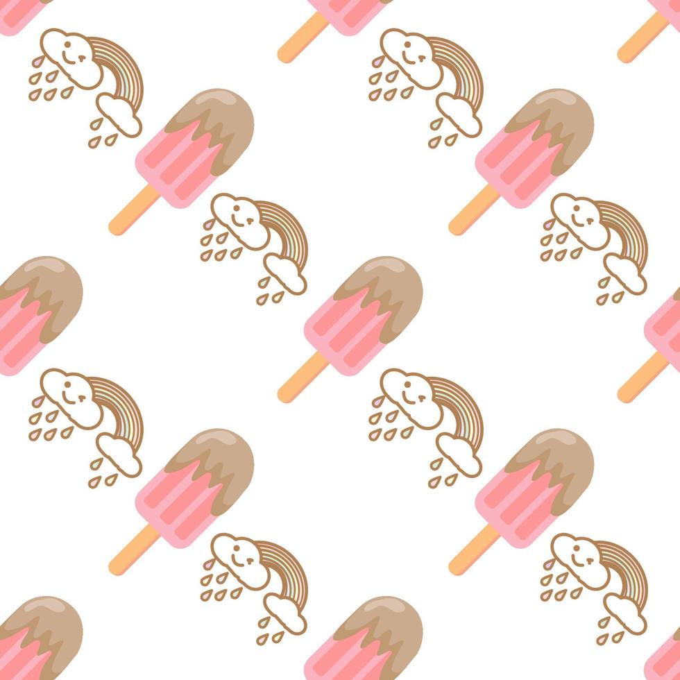 Mix Ice cream seamless pattern Vector on white background.