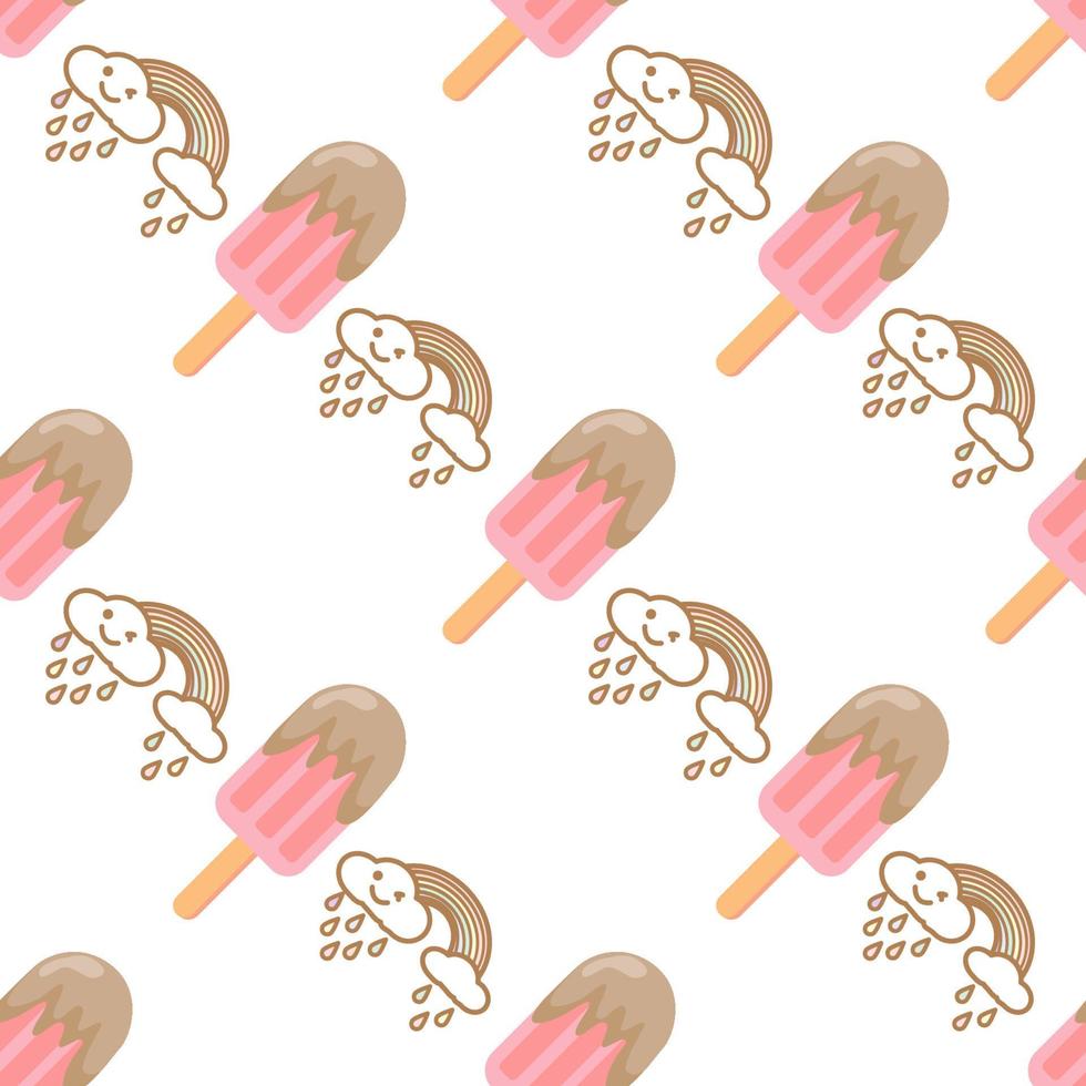 Mix Ice cream seamless pattern Vector on white background.