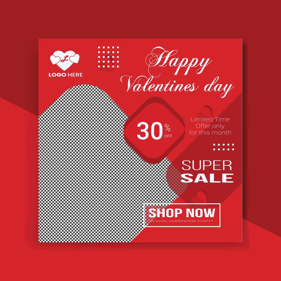 Social media post templates for sales promotion on Valentine's Day vector