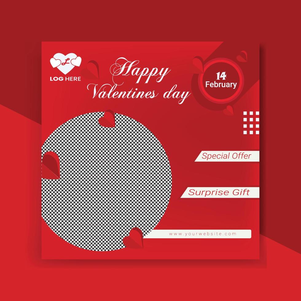 Social media post templates for sales promotion on Valentine's Day vector