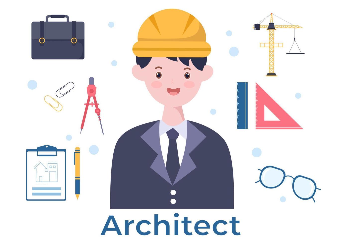 Architect or Engineer Cartoon Illustration using a Multipurpose Board Table to Sketch Building Constructions and Project Miniatures Concept vector